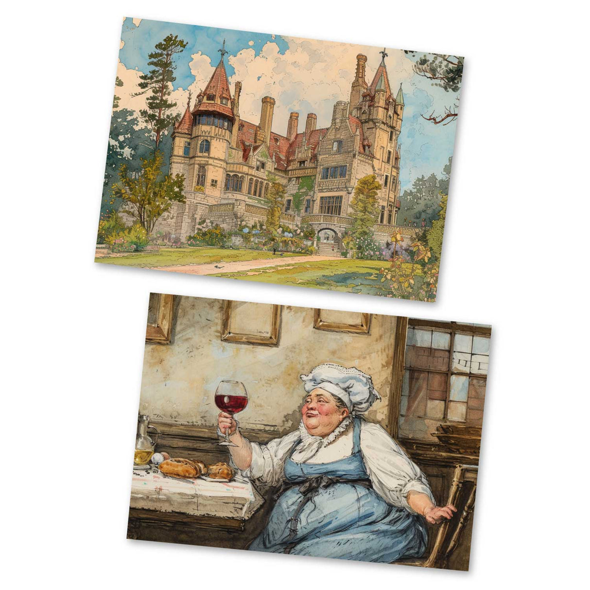 Die kluge Gretel Karten Set A6 (15 Cards) Illustriertes Märchen I von den Gebrüdern Grimm im Original I humorvolle Vintage Karten