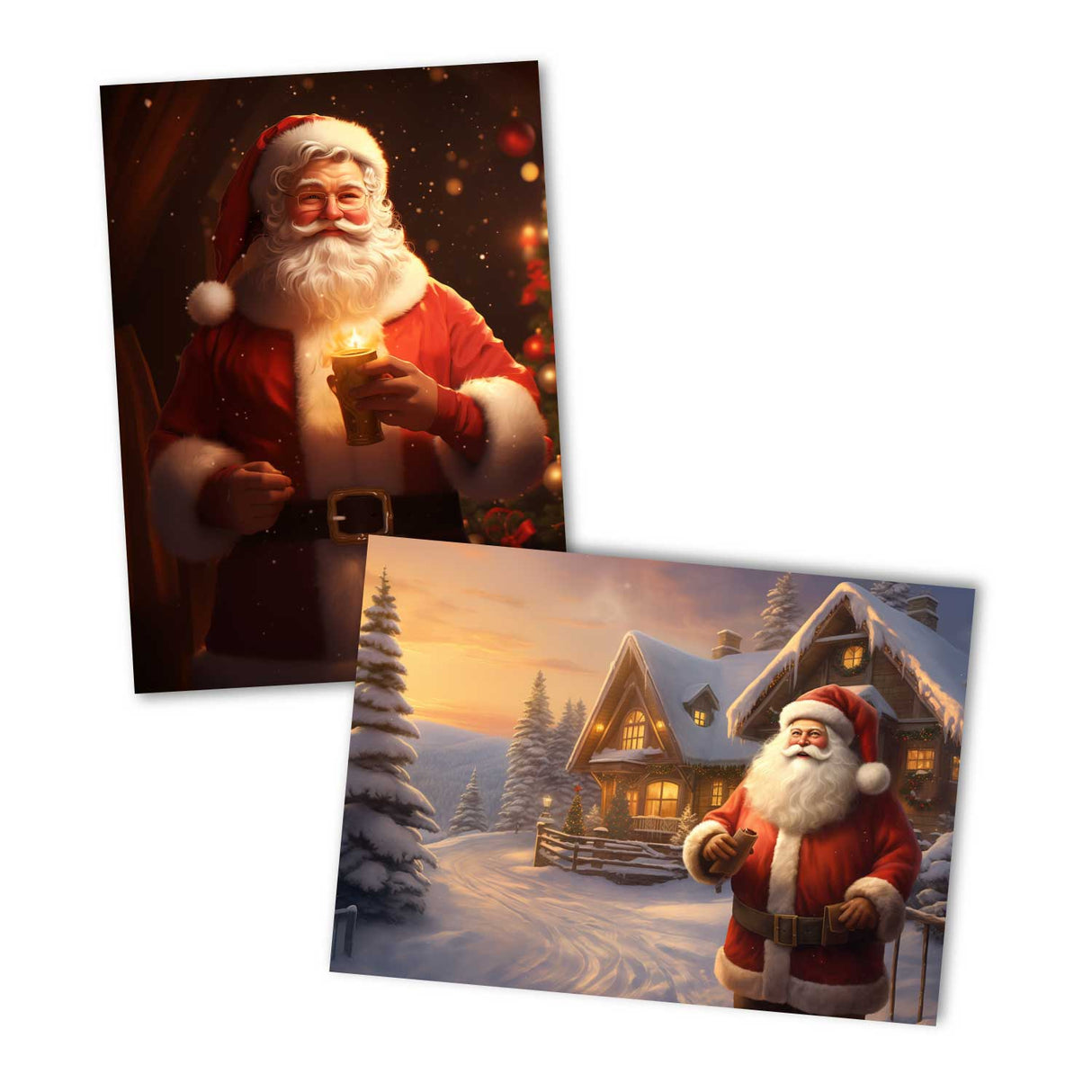 Santa Claus - Weihnachtsmann Grußkarten Set (10 Karten) | Kunstvolle Weihnachtskarten | Geschenk | Karte mit Grußbotschaft | Nikolaus I Als Klappkarten oder Postkarten