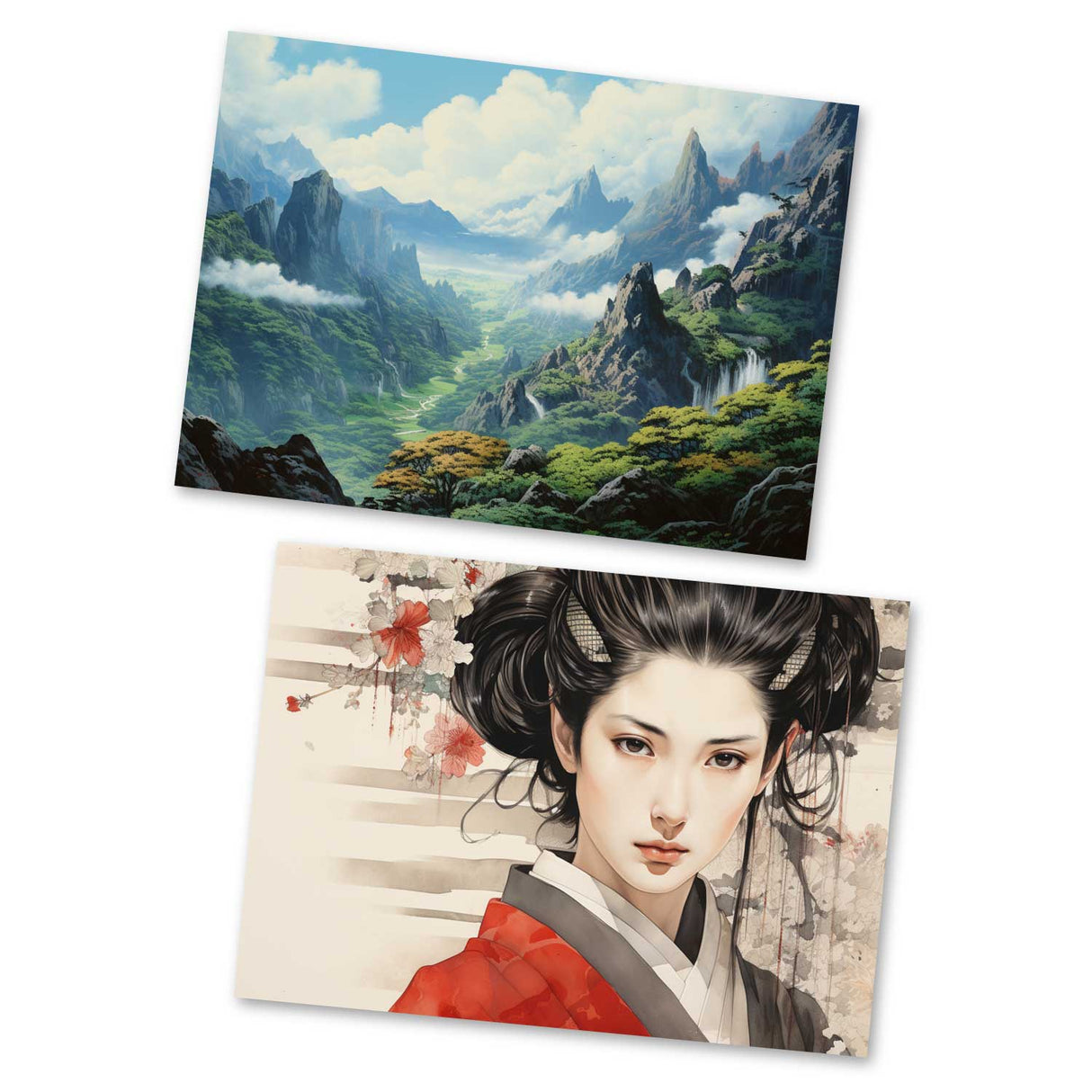 Die Legende der Mondprinzessin Karten Set A6 (15 Cards) japanisches Illustriertes Märchen I Taketori Monogatari I als kunstvolles Set