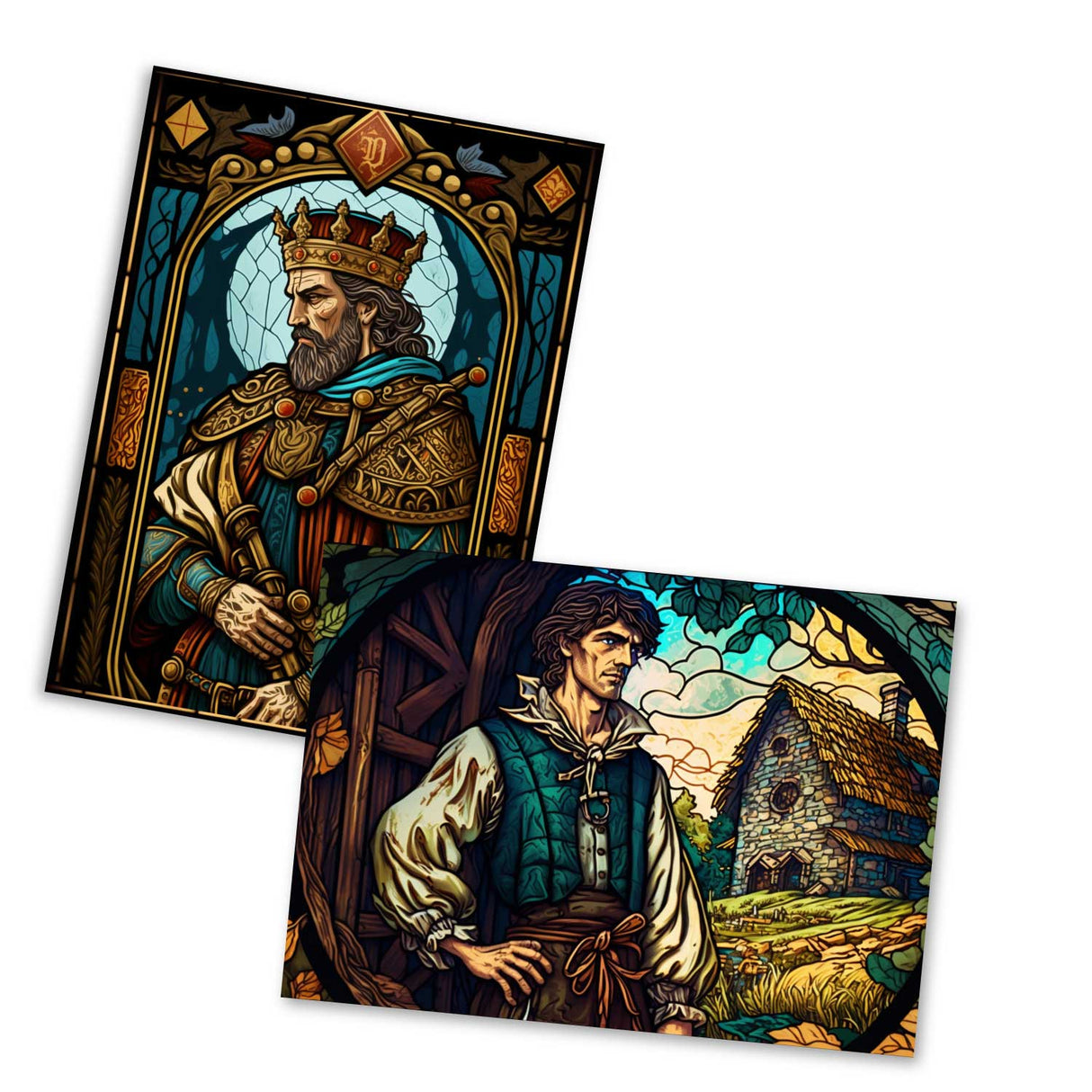 Rumpelstilzchen Karten Set A6 (15 Cards) Illustrierte Märchen Stained Glass I von den Gebrüdern Grimm im Original als kunstvolles Set