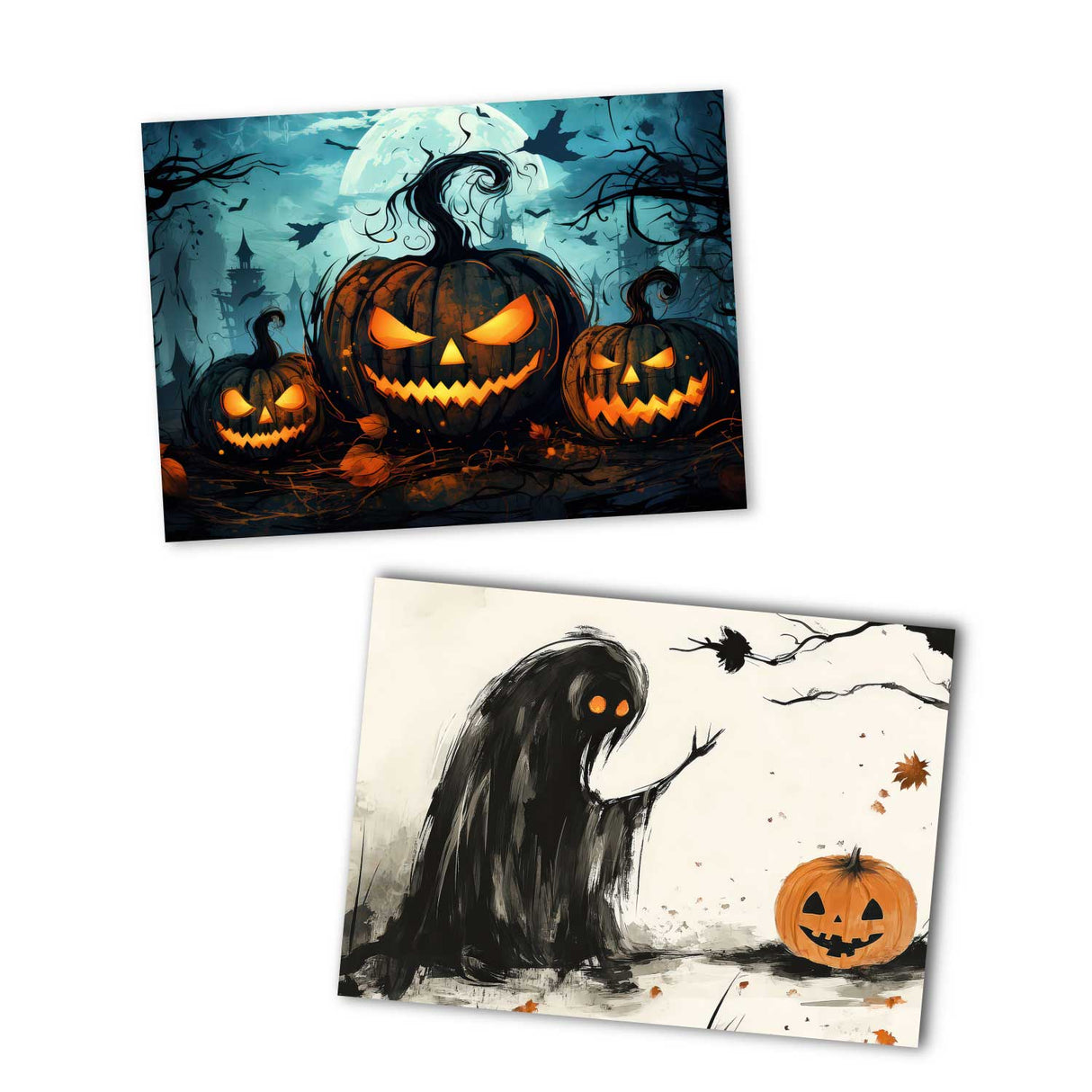 Halloween Karten Set – 12 kunstvolle Grußkarten | Deko Geschenk | Postkarte Klappkarte