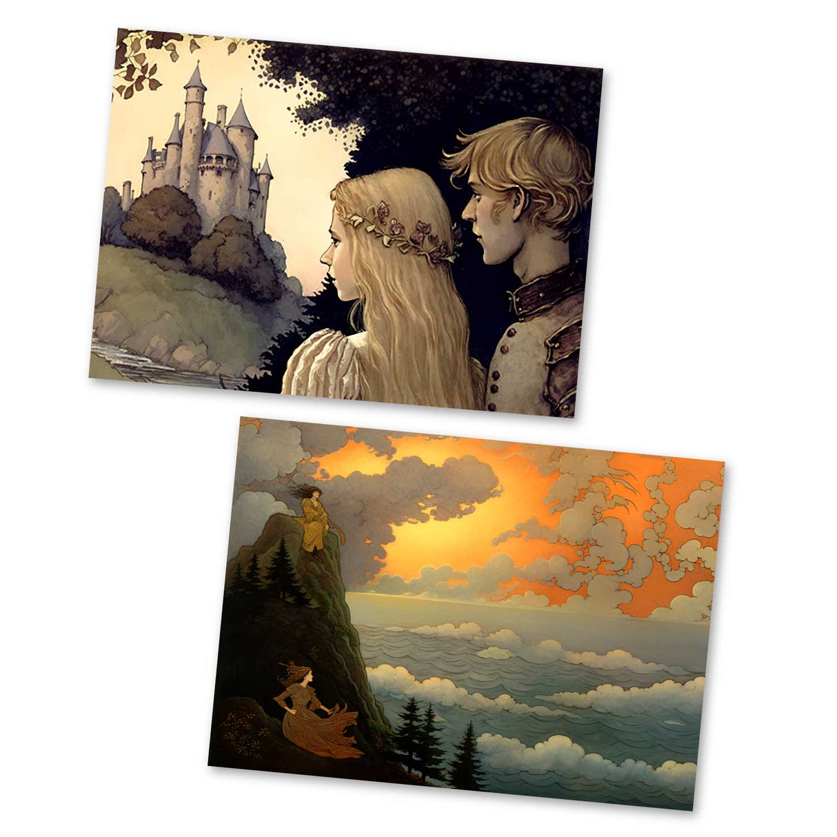 Die kleine Meerjungfrau Karten Set A6 (15 Cards) Illustrierte Märchen im Jugendstil I von H.C. Andersen im Original als kunstvolles Set