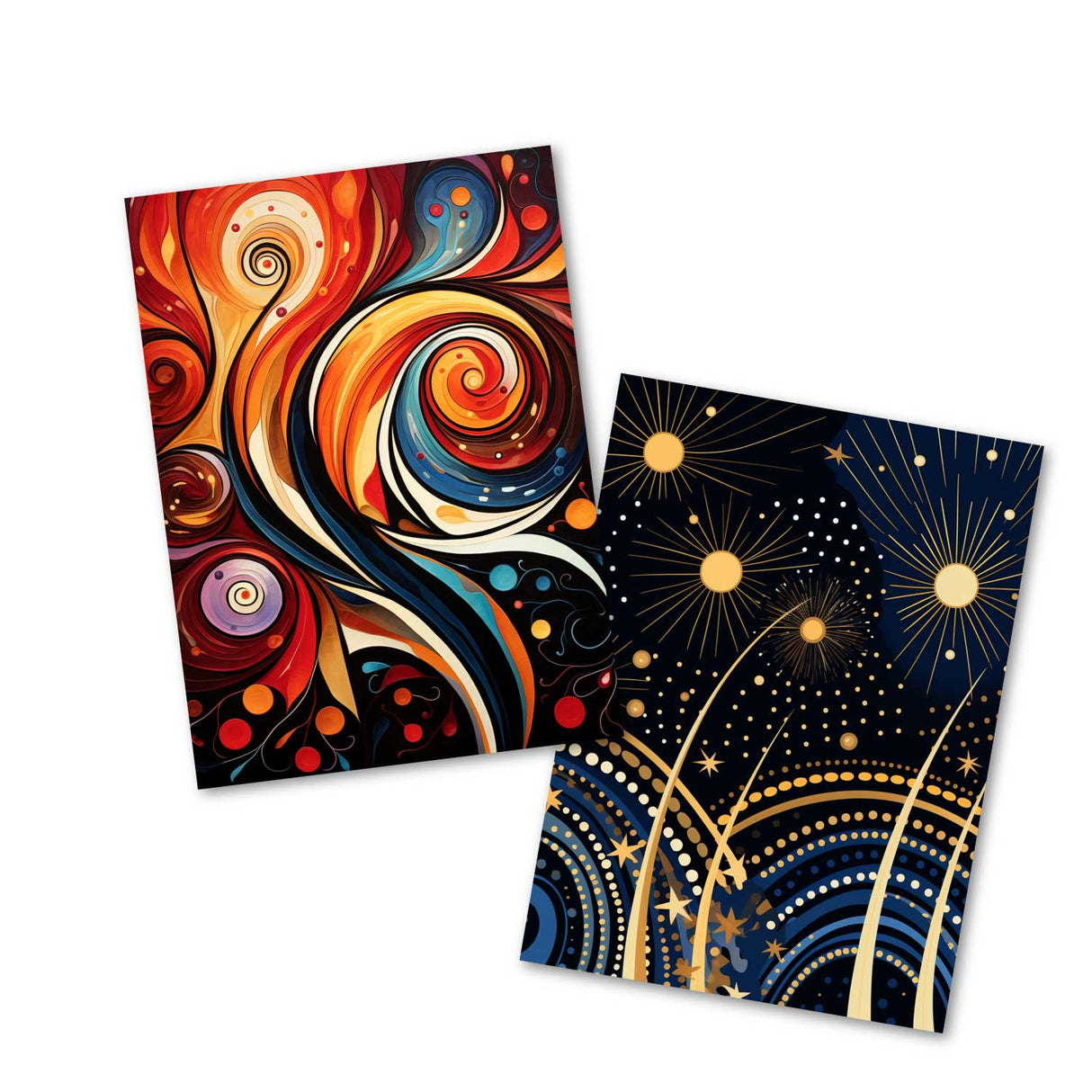 Neujahres Grußkarten Set V2 (10 Karten) | Frohes Neues Jahr Karten | Geschenk | Karte mit Grußbotschaft | Postkarte oder Klappkarte