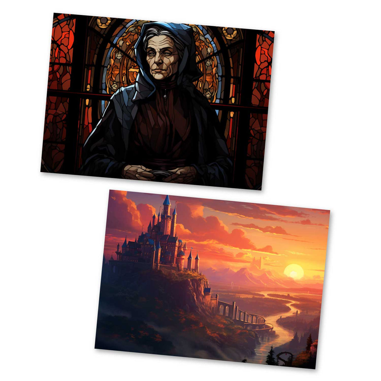 Brüderchen und Schwesterchen Karten Set A6 (15 Cards) Illustrierte Märchen Stained Glass I Gebrüdern Grimm im Original als kunstvolles Set