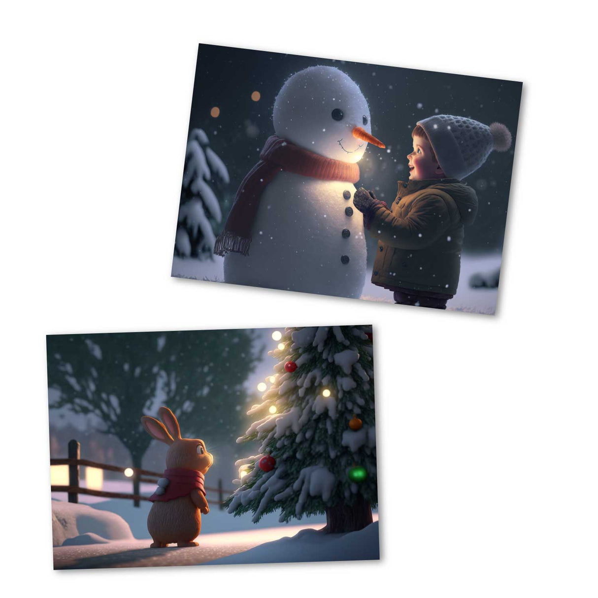 Winter Kartenset - Geschenkkarten für Kinder im Set (10 Karten) | Weihnachtskarten im Pixar Style | Geschenk | Klappkarte oder Postkarten