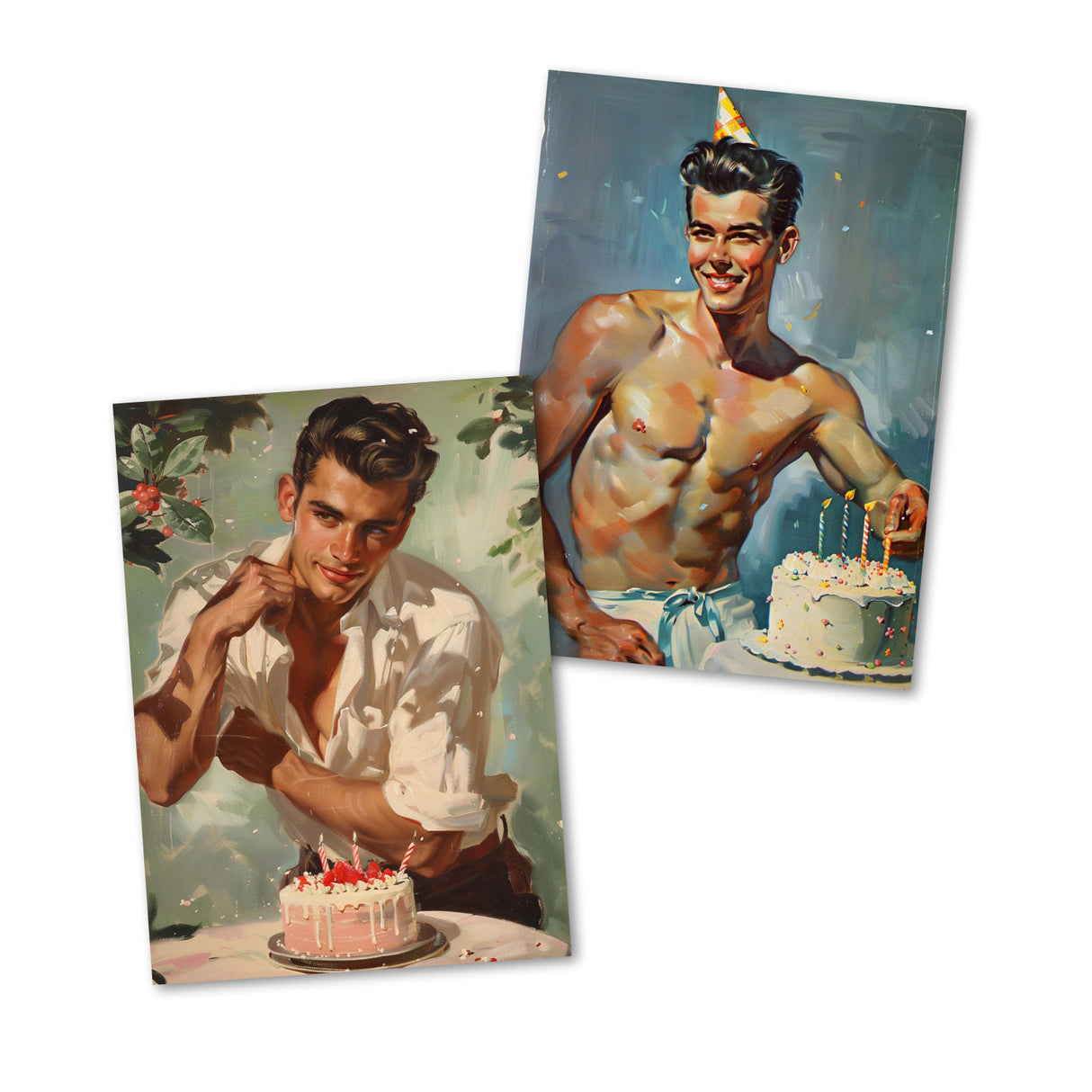 Vintage 60 Style Geburtstagskarten - Grußkarten Set (10 Karten) | Acryl Look im 60s Style | Postkarte oder Klappkarte | Acyrlmalerei (Kopie)