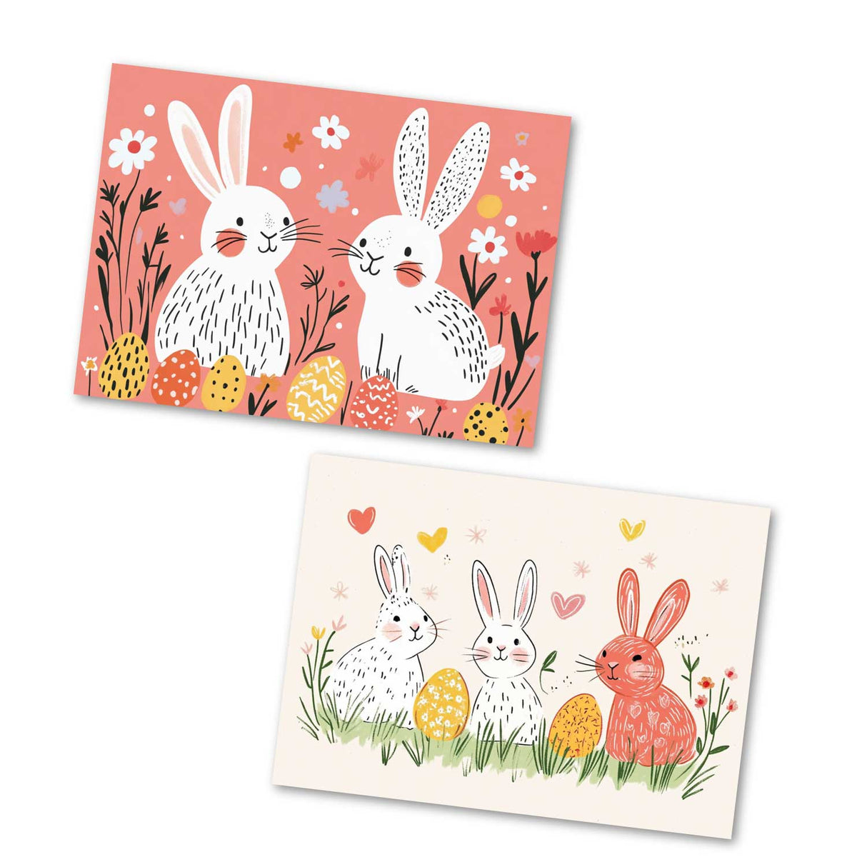 Lustige Osterhasen Karten Set (12 Karten) | Grußkarten zu Ostern| Funny Bunny | Karte mit Grußbotschaft