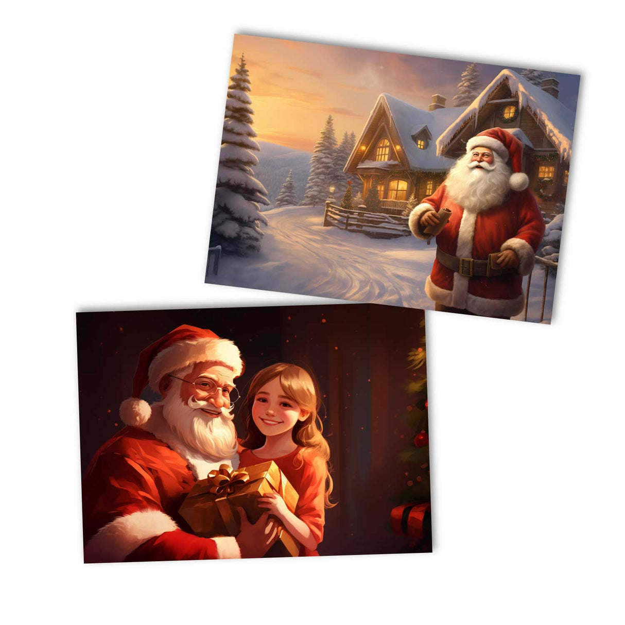 Santa Claus - Weihnachtsmann Grußkarten Set (10 Karten) | Kunstvolle Weihnachtskarten | Geschenk | Karte mit Grußbotschaft | Nikolaus I Als Klappkarten oder Postkarten