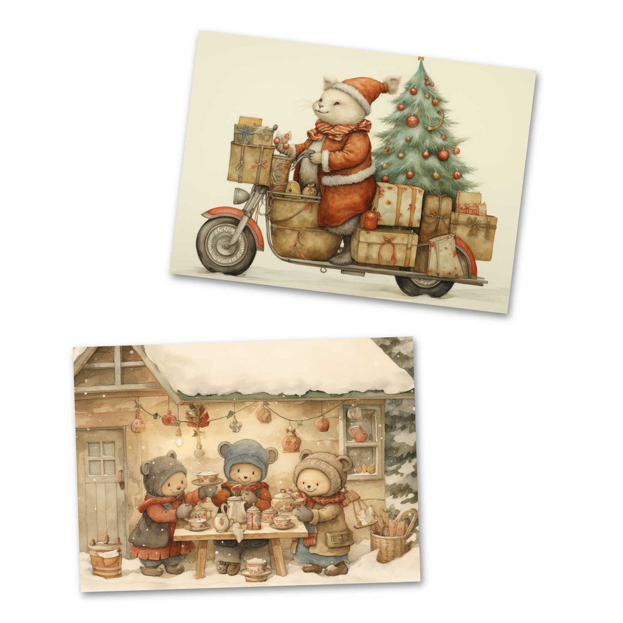 Weihnachten Kinder und Santa Karten Set (10 Karten) | Märchenhafte Weihnachten | Geschenk | kinderbuch Zeichnungen Santa Clause Weihnachten