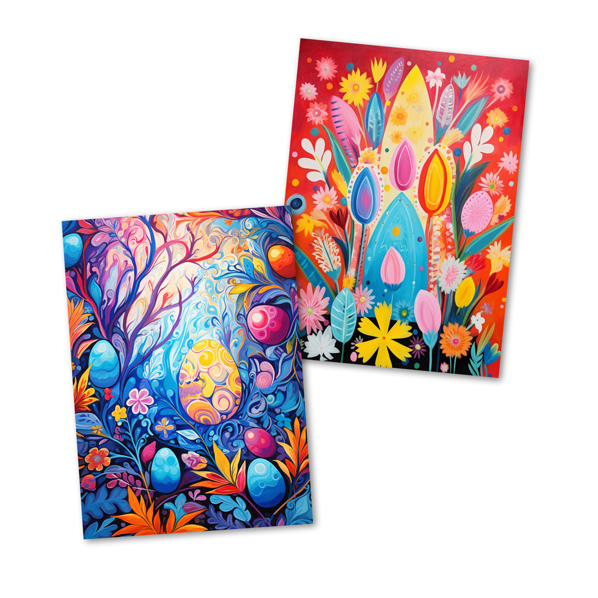 Ostereier Grußkarten Set V3 (10 Karten) | Kunstvolle Oster Karten | Geschenk | Karte mit Grußbotschaft | Postkarte oder Klappkarte