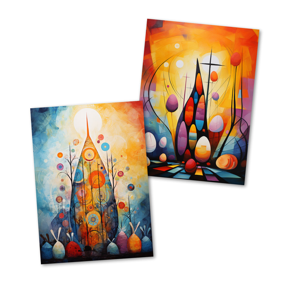 Oster Grußkarten Set V2 (10 Karten) | Kunstvolle Oster Karten | Geschenk | Karte mit Grußbotschaft | Postkarte oder Klappkarte