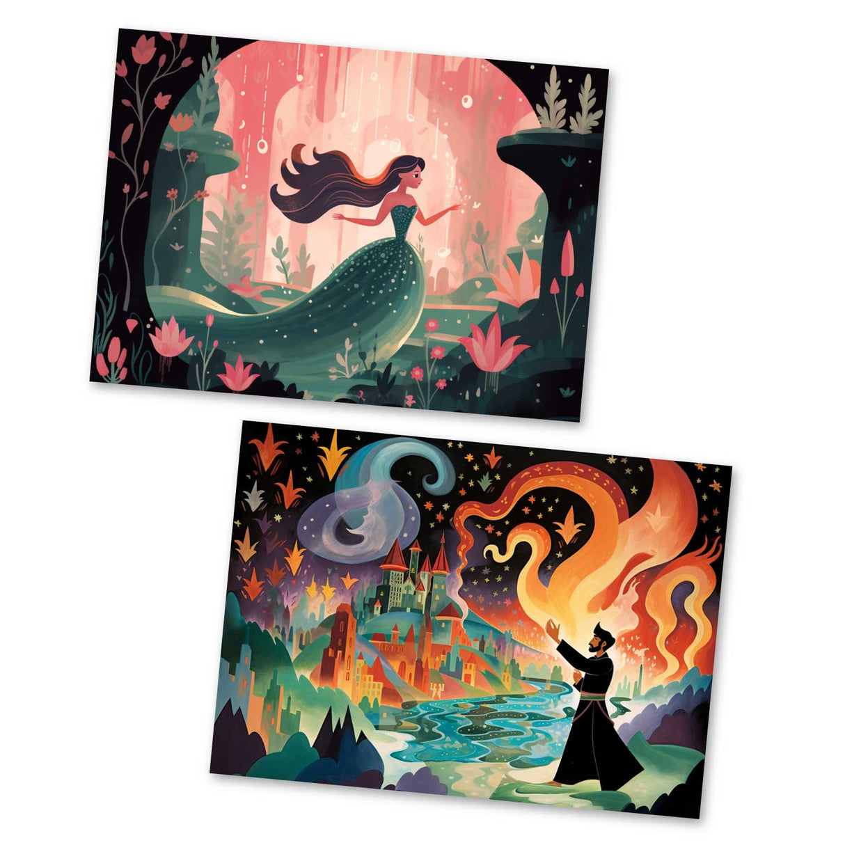 Kinder Geburtstags und Einladungskarten Set (15 Karten) | Märchenhafte Motive | Geschenk | für Jungen und Mädchen