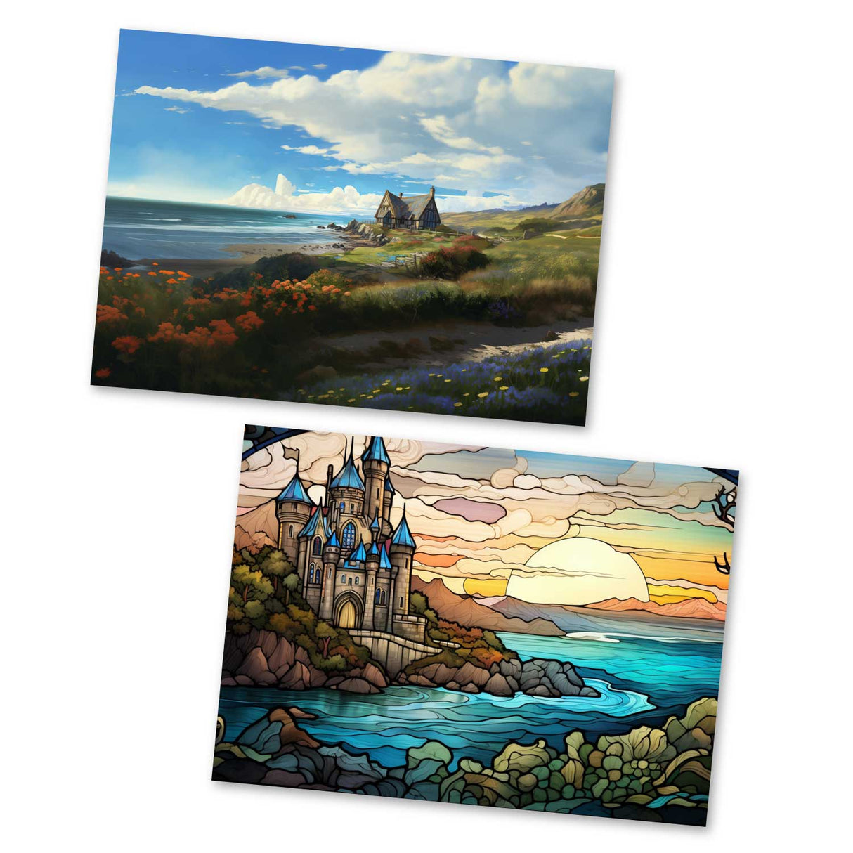 Der Fischer und seine Frau Karten Set A6 (15 Cards) klassisches Illustriertes Märchen I Steinglass Fenster Brüder Grimm I kunstvolles Set