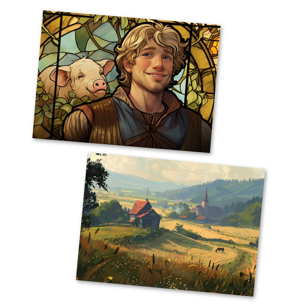 Hans im Glück Karten Set A6 (15 Cards) Illustriertes Märchen I von den Brüdern Grimm im Original I Vintage Karten