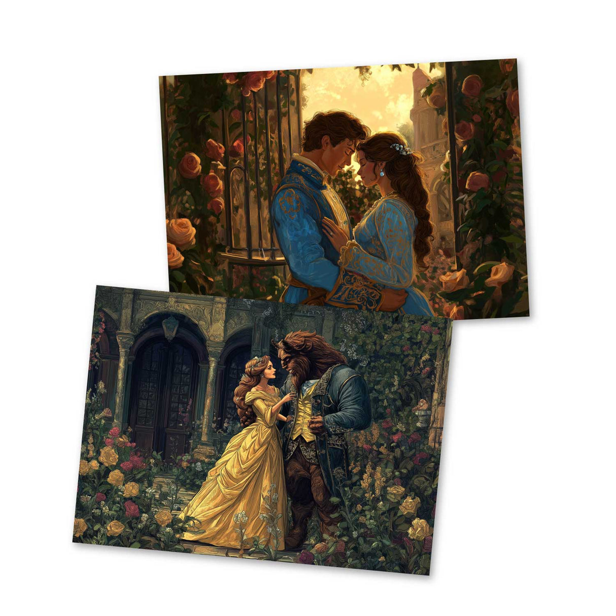 Die Schöne und das Biest Set A6 (15 Cards) kunstvoll Illustrierte Märchen  I im Original als kunstvolles Set