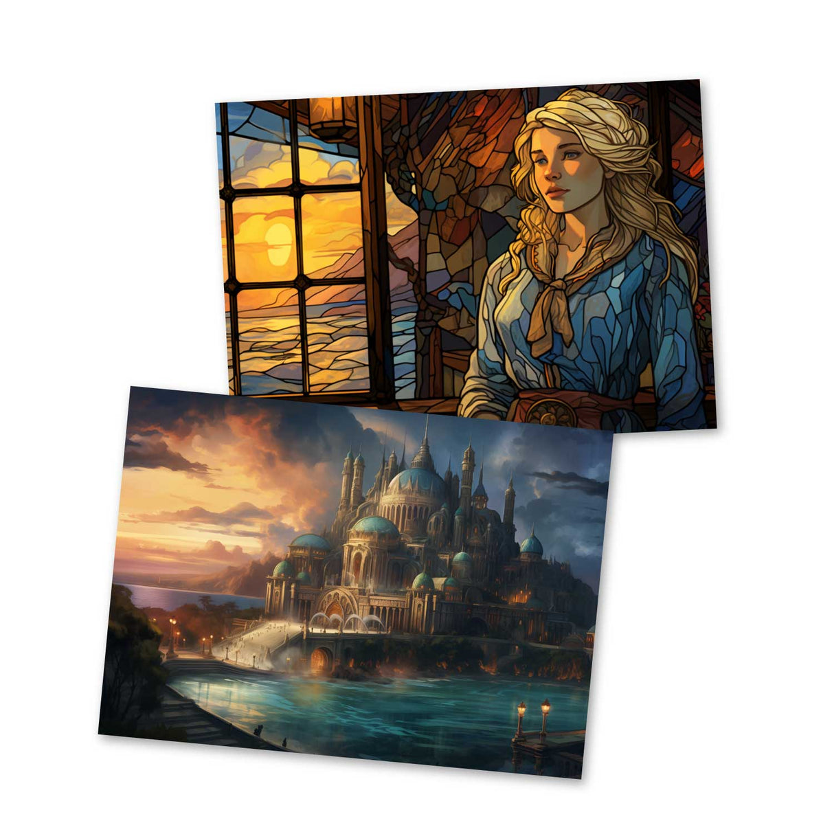 Der Fischer und seine Frau Karten Set A6 (15 Cards) klassisches Illustriertes Märchen I Steinglass Fenster Brüder Grimm I kunstvolles Set