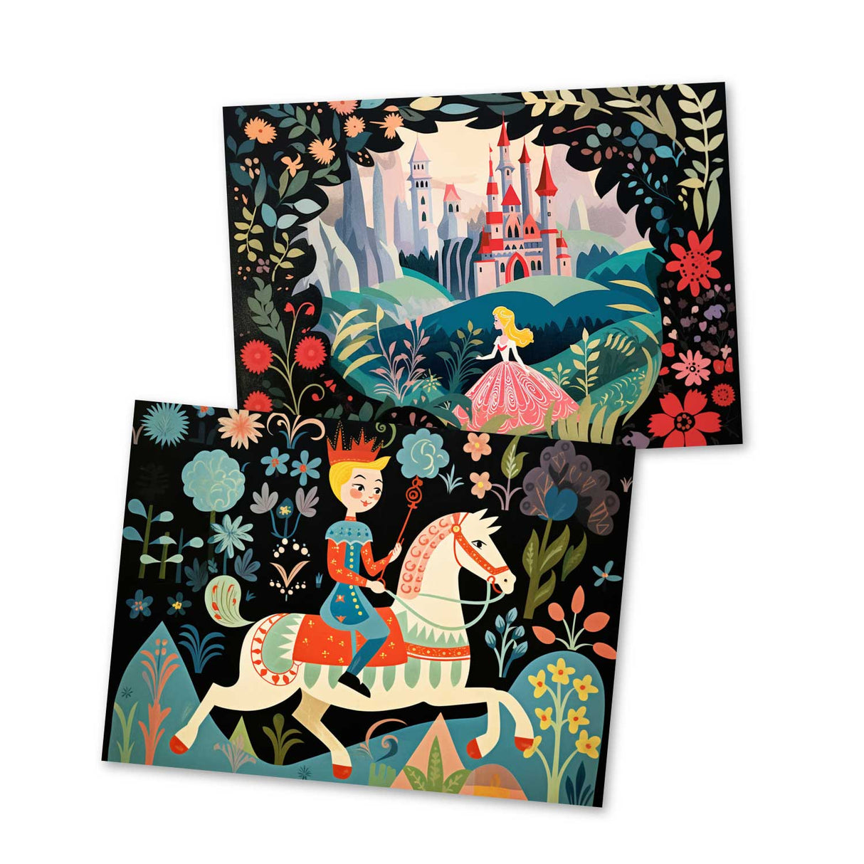 Kinder Geburtstags und Einladungskarten Set (15 Karten) | Märchenhafte Motive | Geschenk | für Jungen und Mädchen