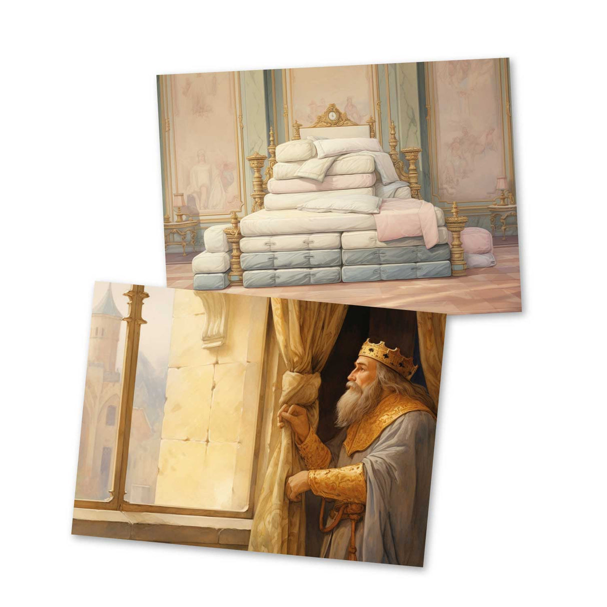 Die Prinzessin auf der Erbse Set A6 (15 Cards) kunstvoll Illustrierte Märchen I von H.C. Andersen im Original als kunstvolles Set