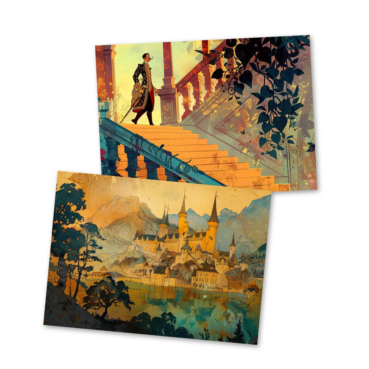 König Drosselbart Set A6 (15 Cards) kunstvoll Illustrierte Märchen I von den Brüdern Grimm im Original als kunstvolles Set