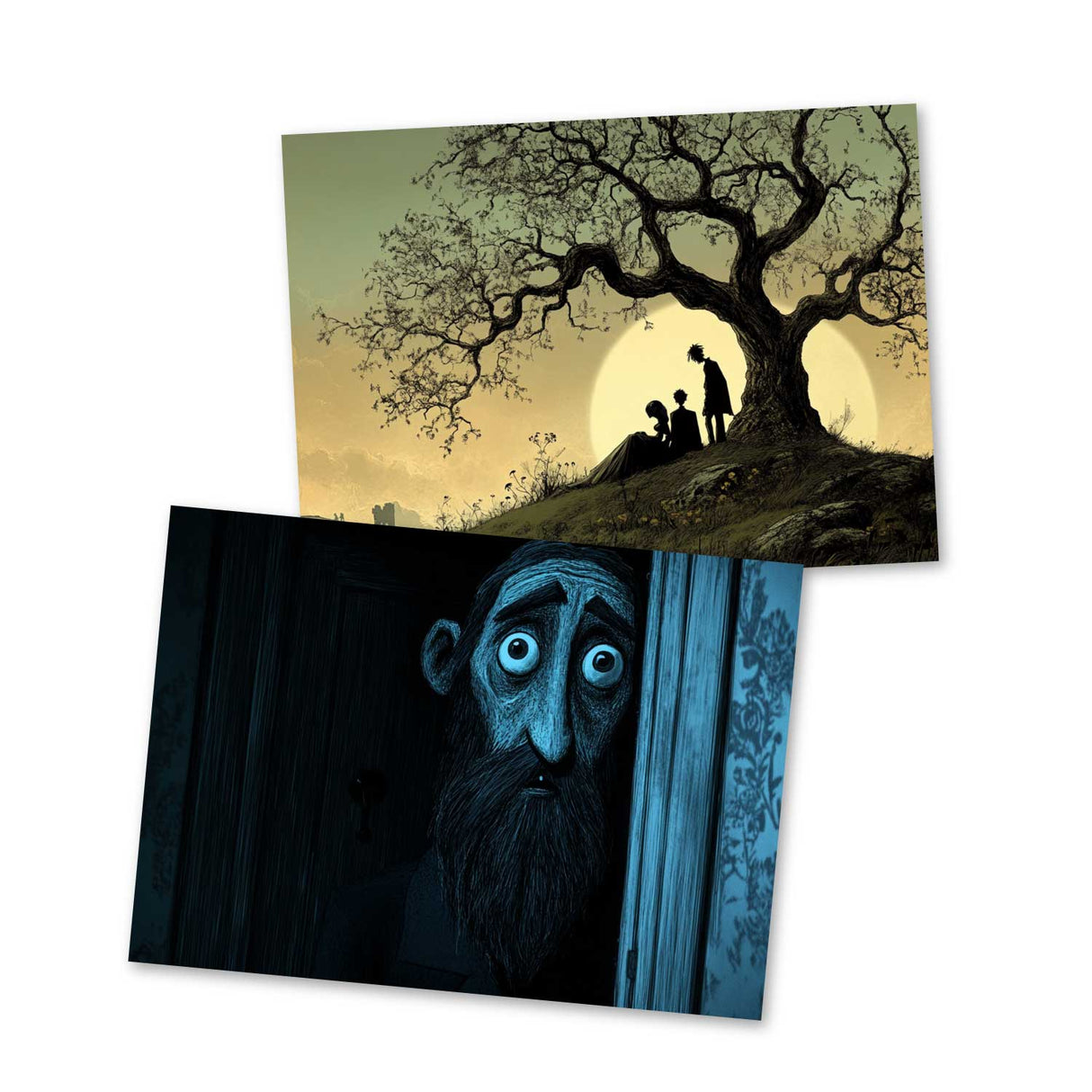 Die Leichenbraut Karten Set A6 (15 Cards) Illustriertes Märchen I jüdisches Märchen im Original als kunstvolles Set I Halloween Corpse Bride Creepy Motive