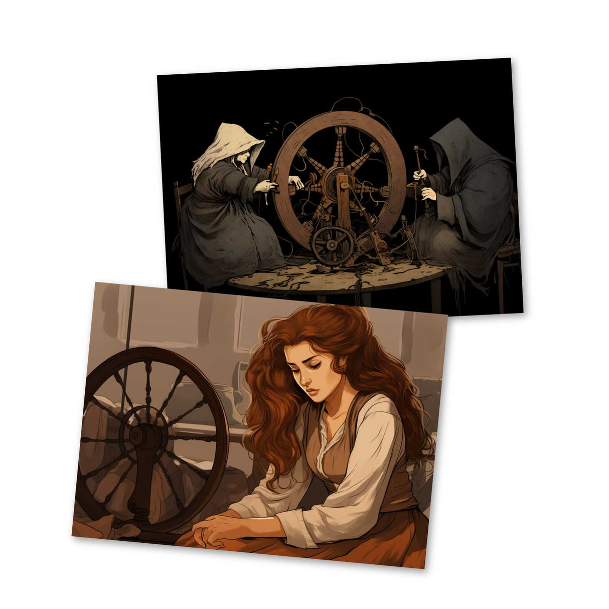 Die drei Spinnerinnen Karten Set A6 (15 Cards) Illustriertes Märchen I von den Gebrüdern Grimm im Original als kunstvolles Set
