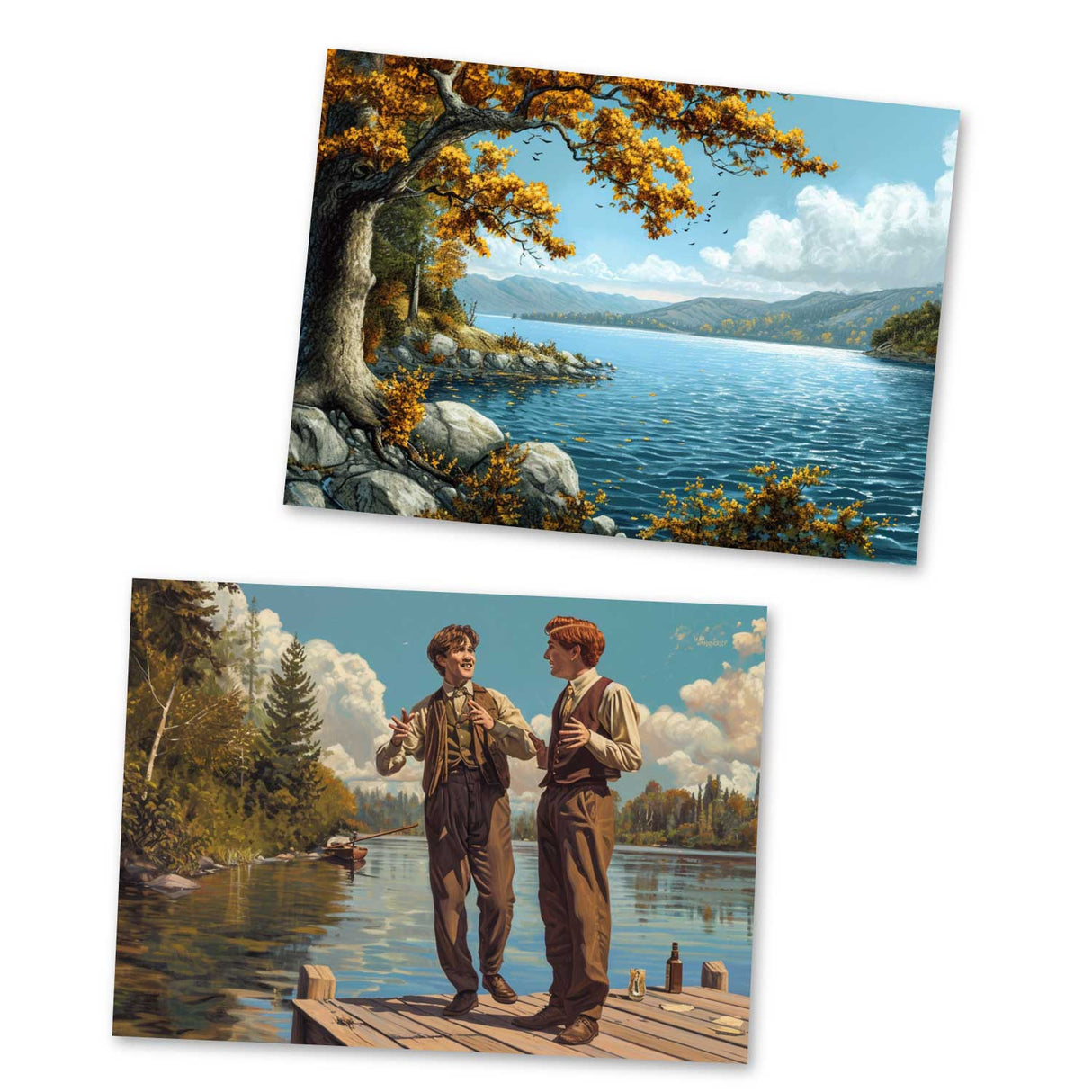 Der verzauberte See Set A6 (15 Cards) Illustriertes irisches Märchen I Gebrüdern Grimm Übersetzung von T. C. Croker als kunstvolles Set