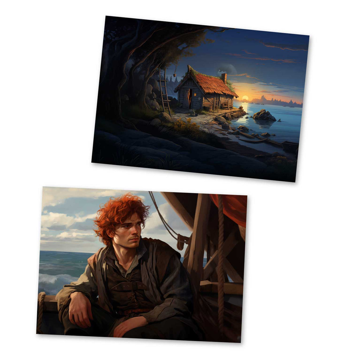 Der Fischer und seine Frau Karten Set A6 (15 Cards) klassisches Illustriertes Märchen I Steinglass Fenster Brüder Grimm I kunstvolles Set