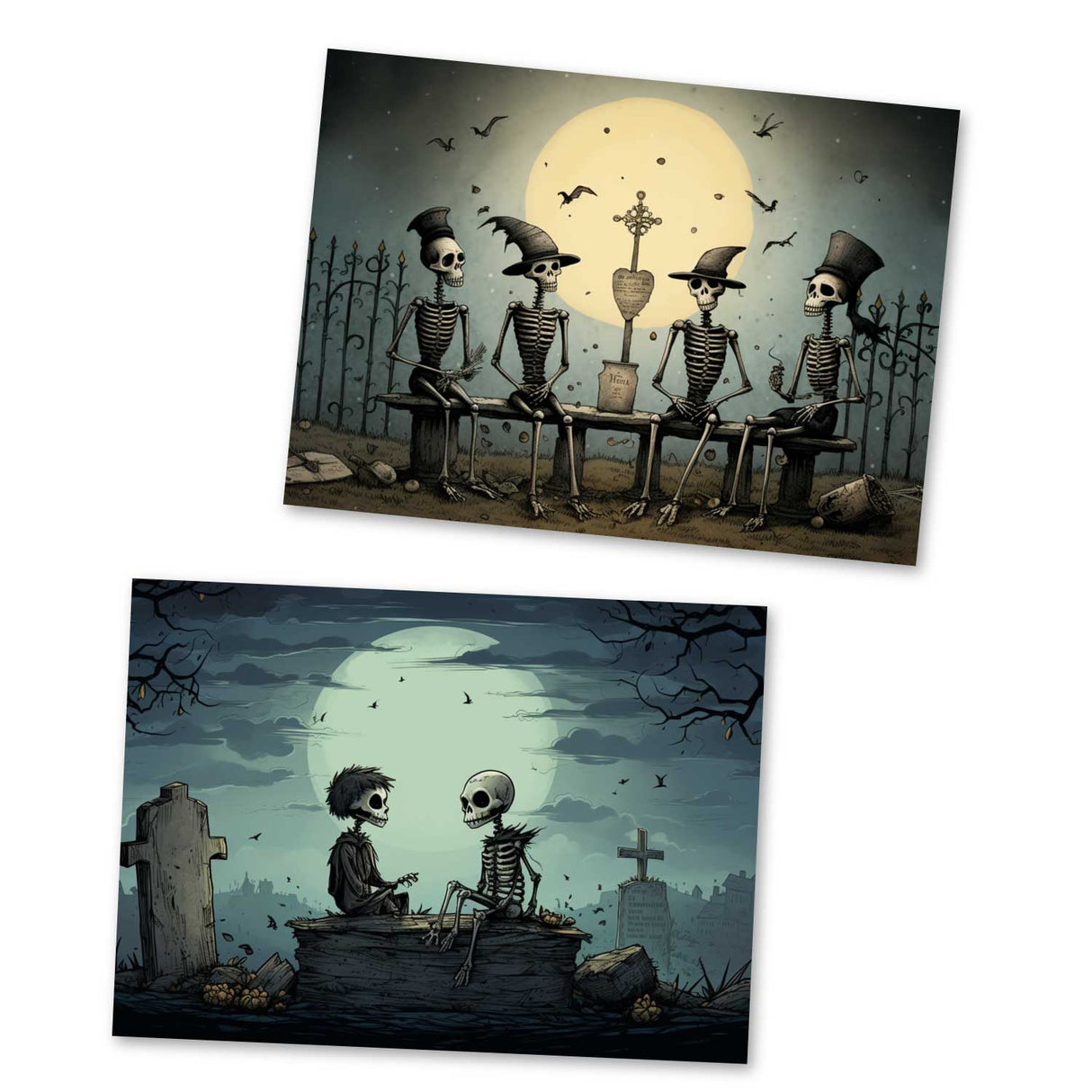 Der Mond Karten Set A6 (15 Cards) Illustriertes Märchen I von den Gebrüdern Grimm im Original als kunstvolles Set I Halloween Creepy Motive
