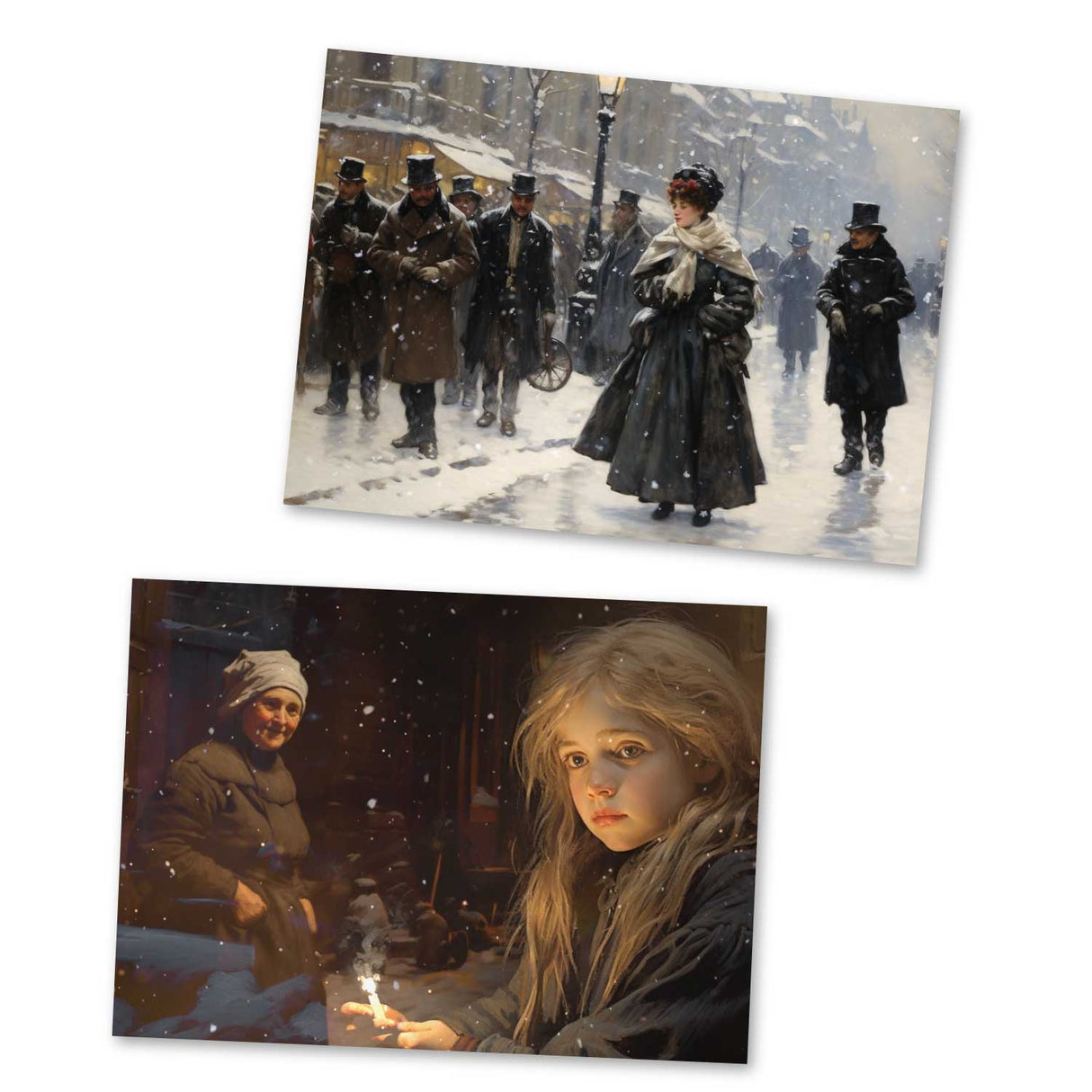 Sterntaler Karten Set A6 (15 Cards) Illustrierte Märchen im Biedermeier Stil I von den Brüdern Gimm im Original als kunstvolles Set