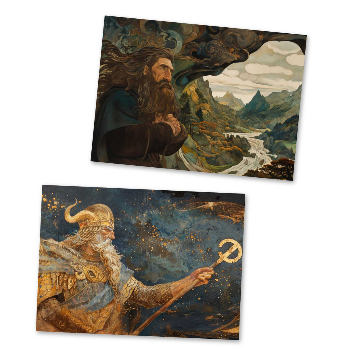 Das Rheingold - Der Ring der Nibelungen Karten Set A6 (15 Cards) klassisch Illustrierte Legende I Rheingold I kunstvolles Set