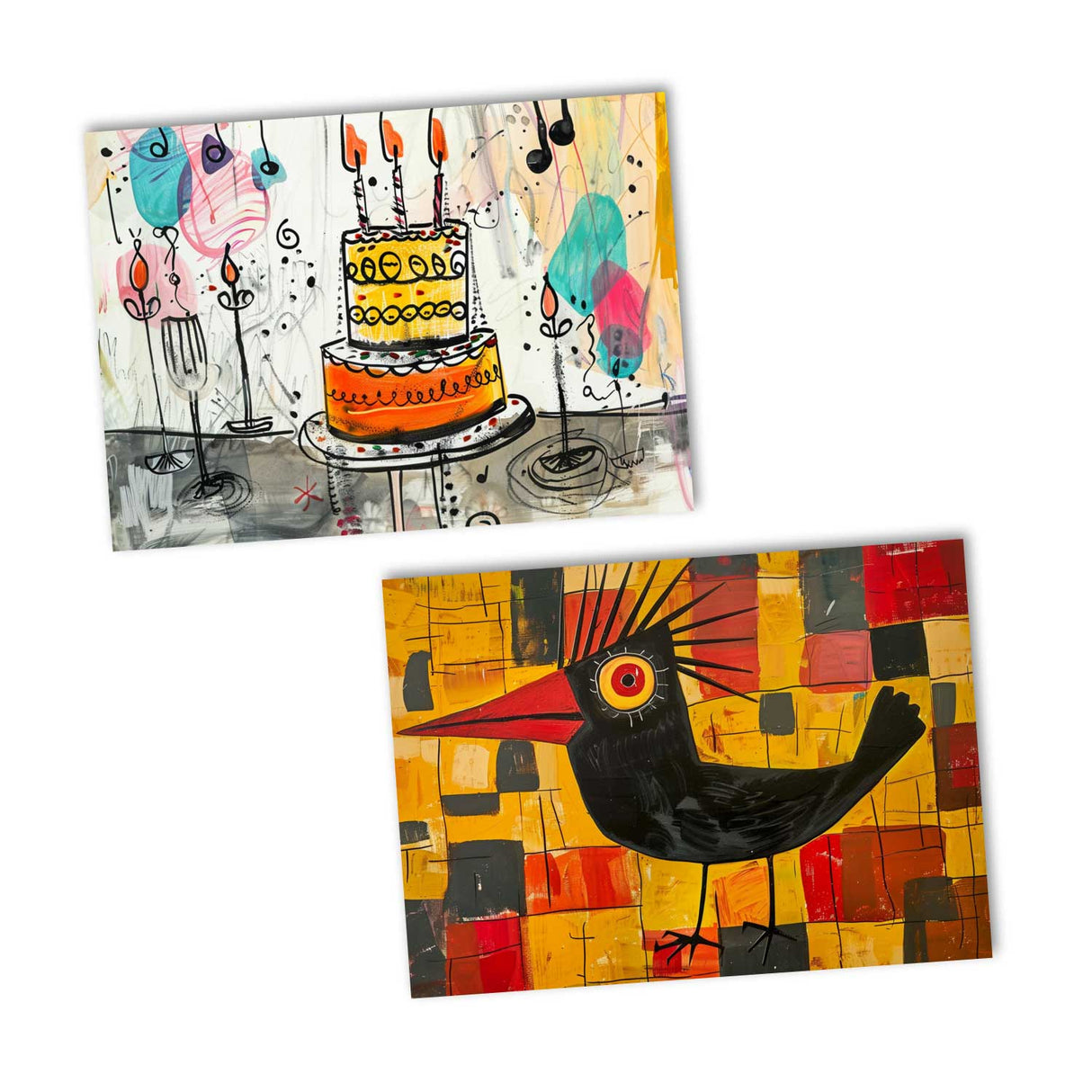 Abstrakte Tiermotive - Grußkarten àla Kandinsky - Kartenset mit 10 Karten | Postkarten und Klappkarten | kunstvolles Geschenk