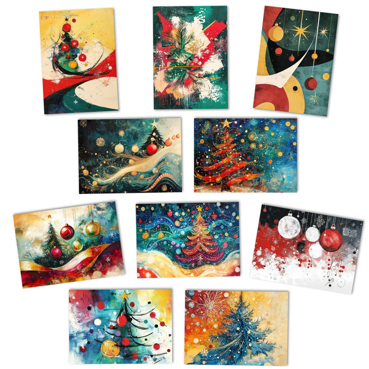 Weihnachten Grußkarten Set V4 (10 Karten) | Kunstvolle Weihnachts Karten | Geschenk | Karte mit Grußbotschaft | Postkarte oder Klappkarte (Kopie)