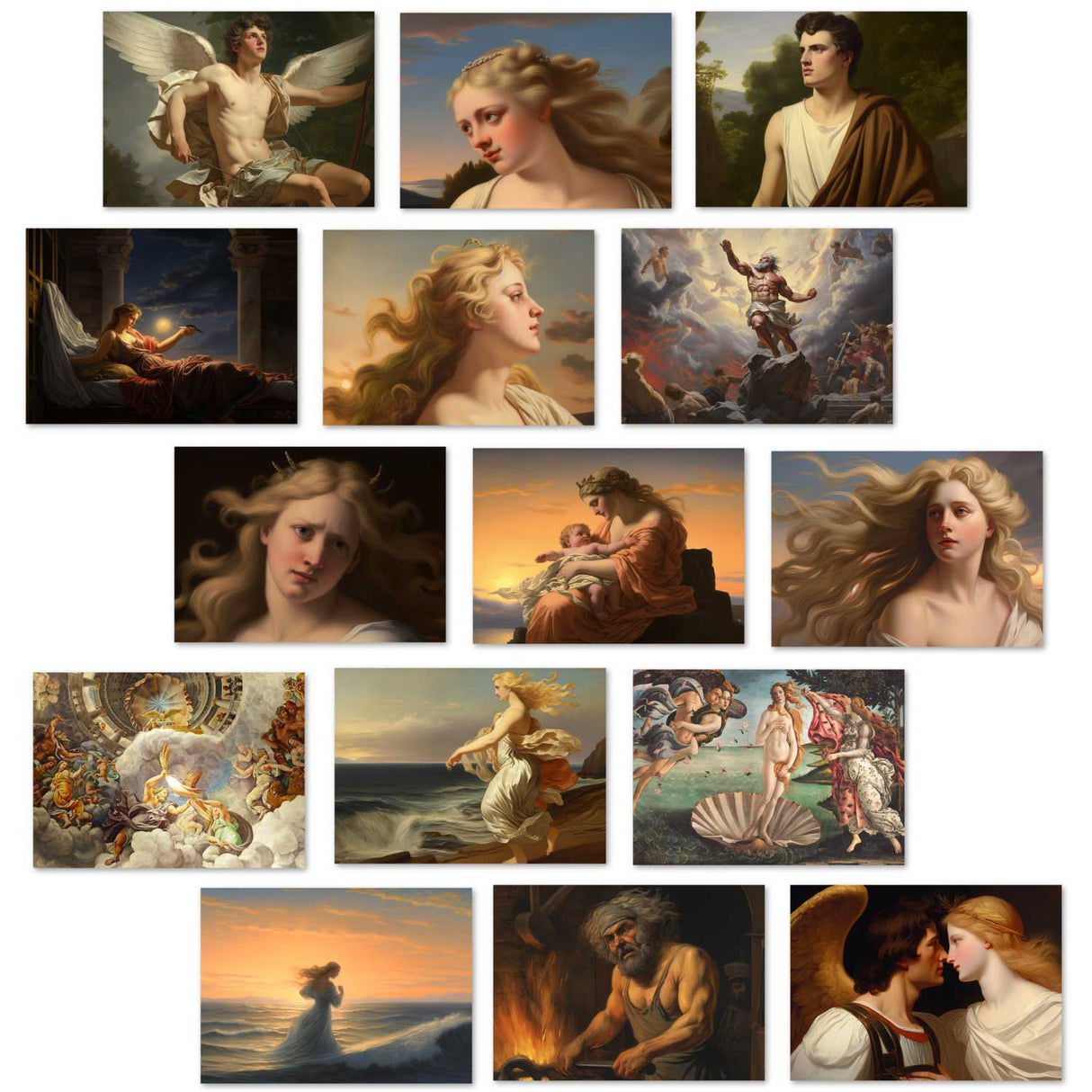 Antike Griechische Mythologie - Aphrodithe als Kartenset (15 Karten) | Mythologische Karten der Götter | Göttin der Liebe