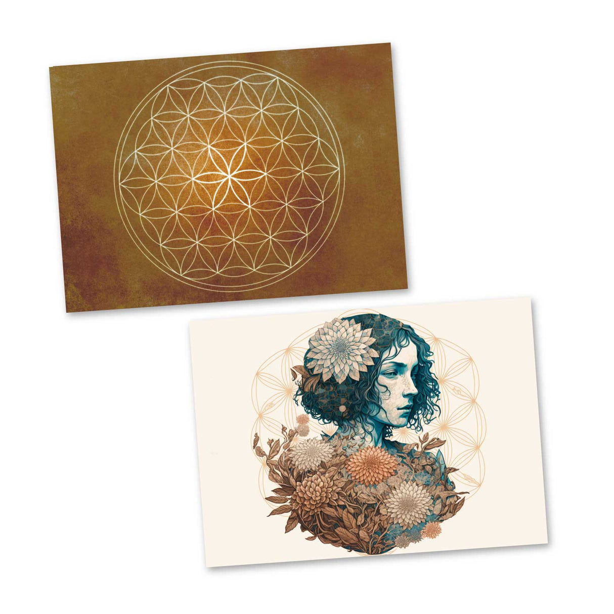 Blume des Lebens Karten Set (10 Karten) | Flower of Life | Geschenk | Wanddekoration | Bild Deko Spirituell | Dekoration I Wandbild