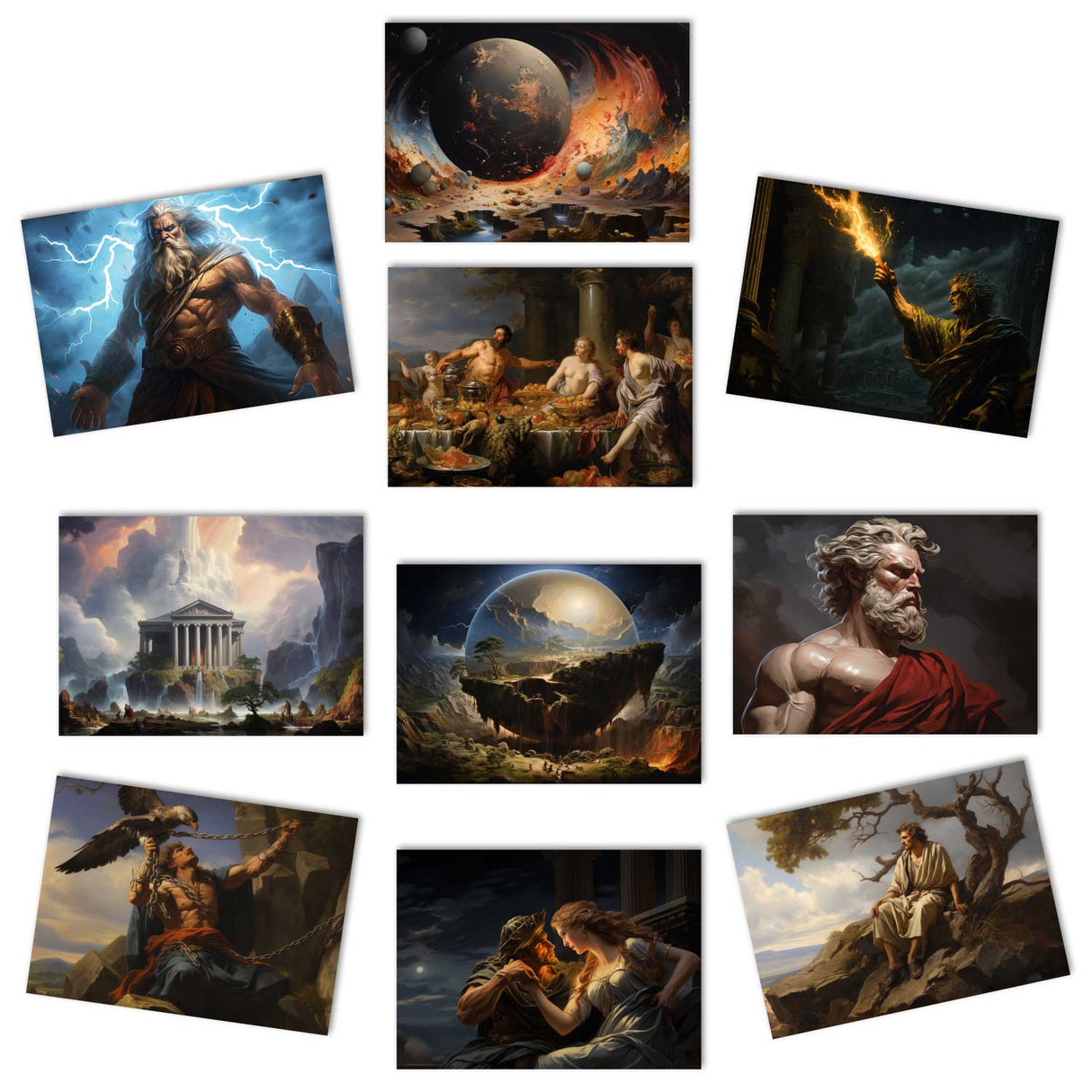 Antike Griechische Mythologie als Kartenset VOL 1 (10 Karten) | Mythologische Karten der Götter | Geschenk | Postkarte oder als Klappkarte