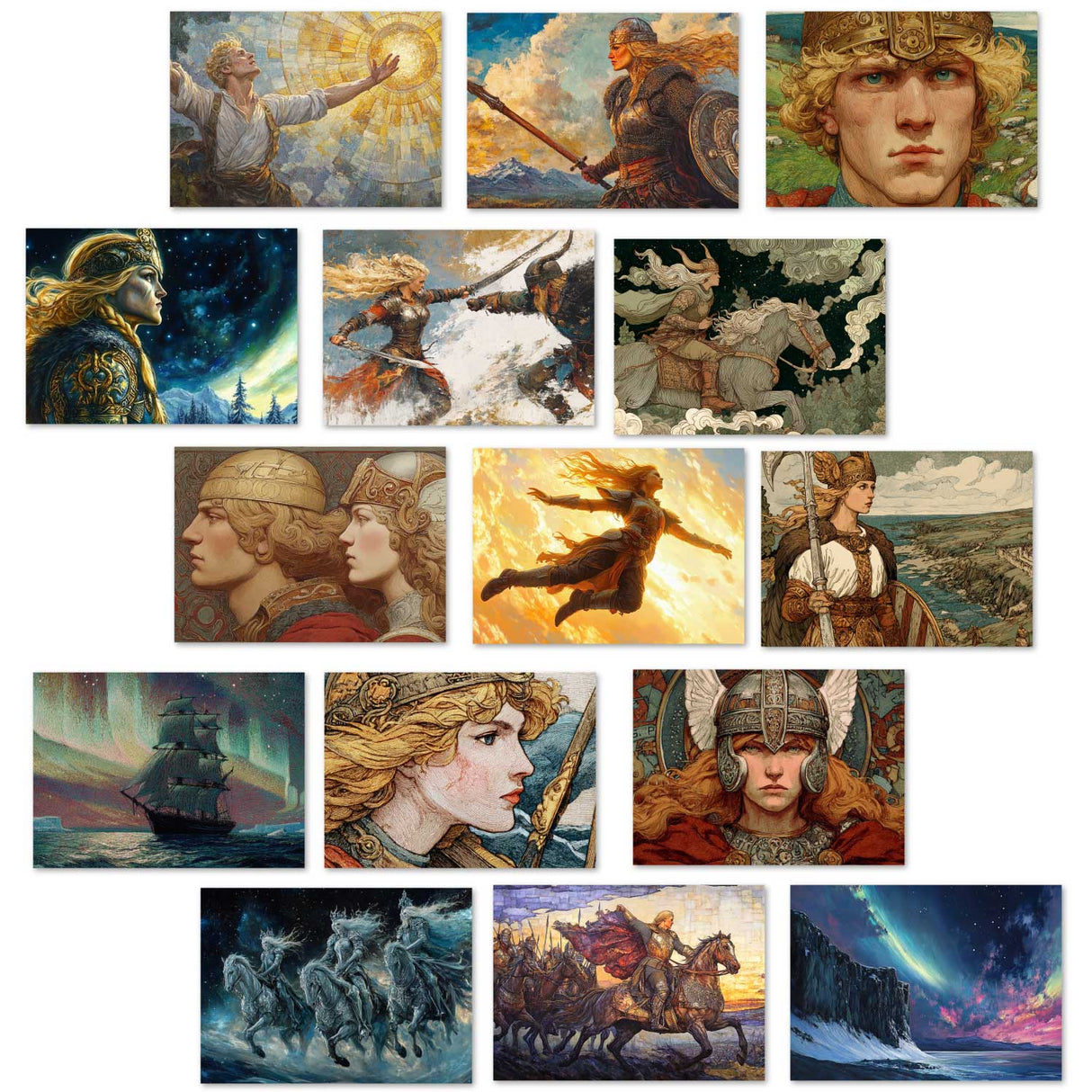 Die Walküre - Teil 3 - Der Ring des Nibelungen Karten Set A6 (15 Cards) klassisch Illustrierte Legende I Walküre I kunstvolles Set