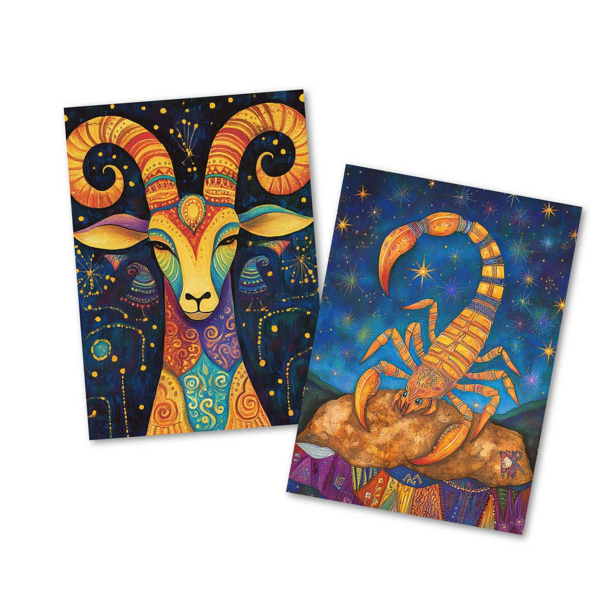 Sternzeichen- im Cutout Stil (12 Karten) Grußkarten, Klappkarten und Postkarten mit zauberhaften Sternzeichen-Motiven