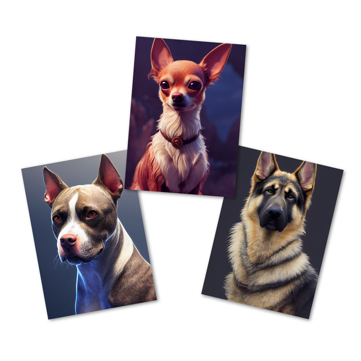 Postkarten A6 Set (14 Cards) Süße Hunderassen Portraits I digital Painting I Französische Bulldogge Labrador Chihuahua Jack Russell Terrier