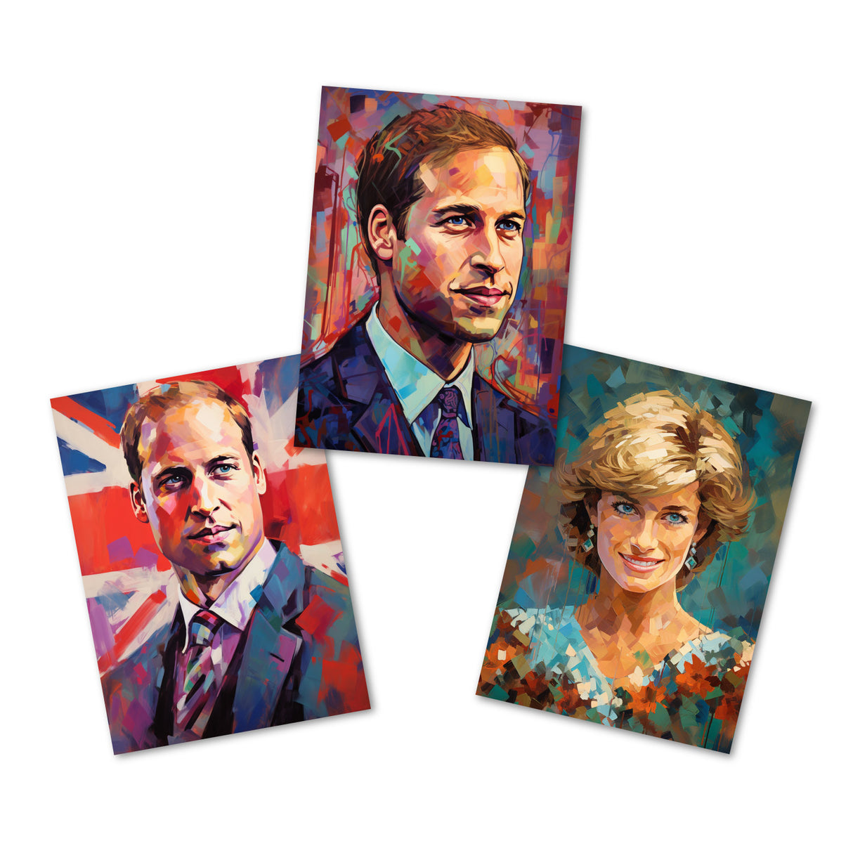 Postkarten A6 Set (15 Cards) The Royal Family modern Aquarell Art I digital Painting I William Kate Charles Diana Camilla Elizabeth Harry