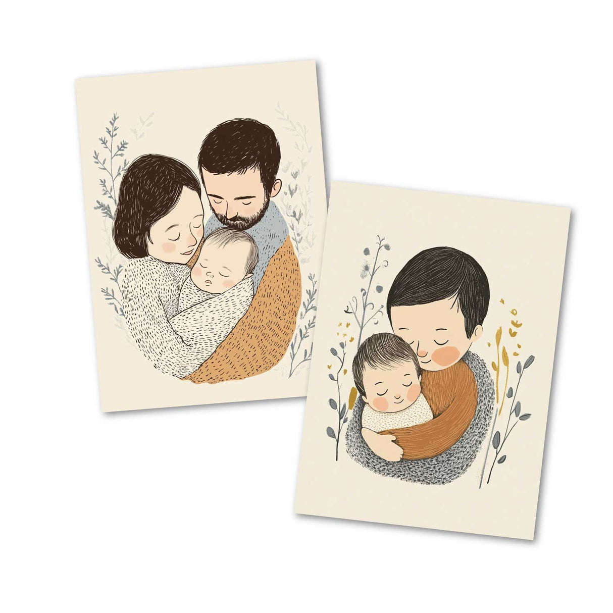 Glückwunsch zum Nachwuchs Postkarten A6 Set (12 Cards) I Glückwünsche Neugeboren I Baby, Mama, Papa, Geboren, Geburtstag, Familie