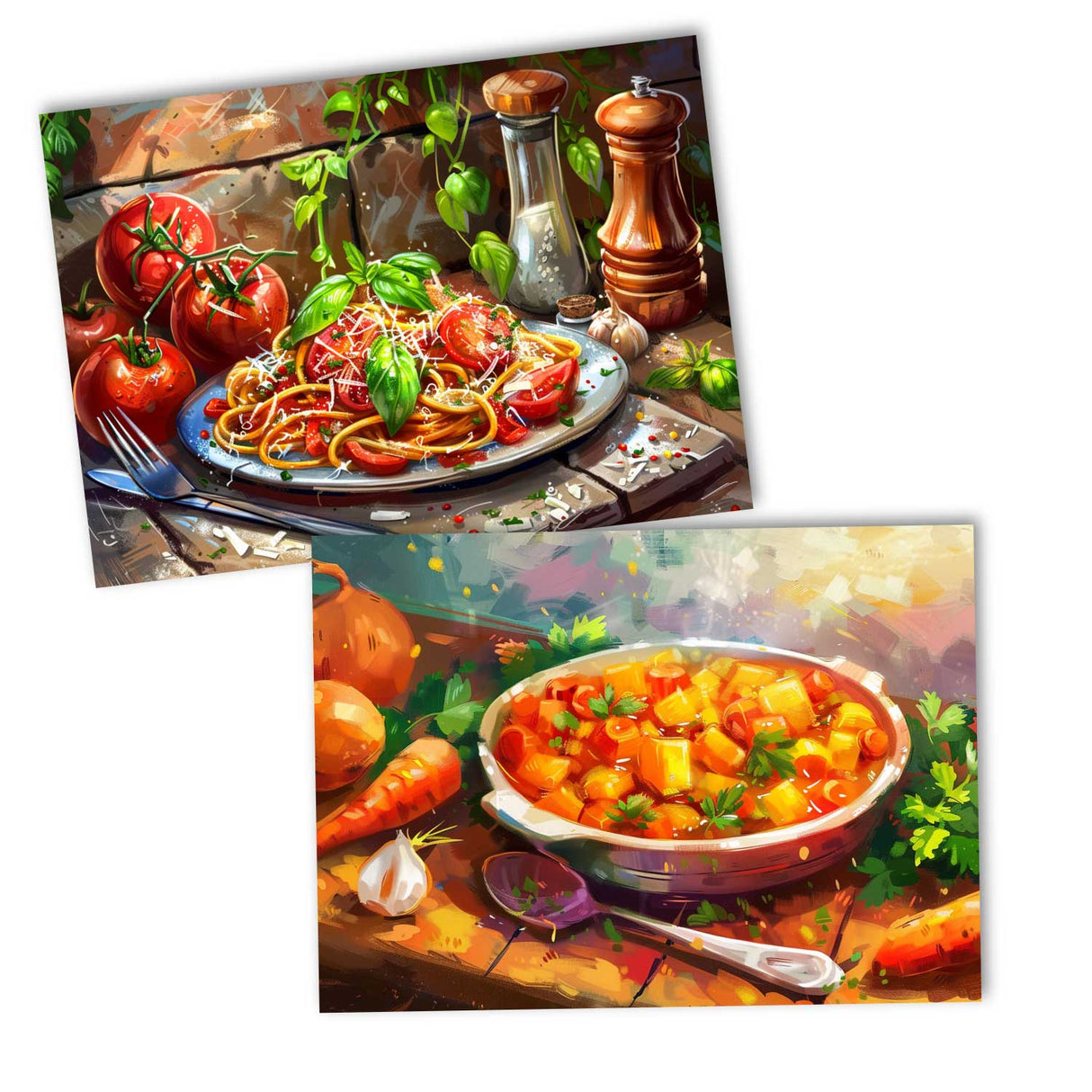 Leckere Gerichte und Rezeptkarten; Postkarten A6 Set (10 Cards) Gerichte Speisen Vorschläge I Kunstvolle Stillleben Mahlzeiten