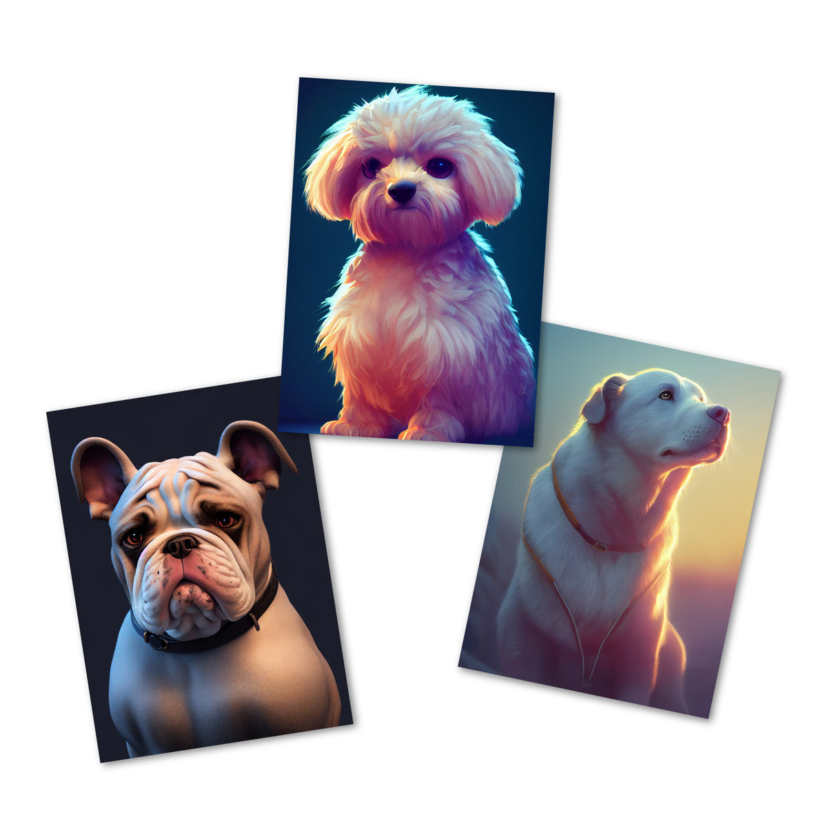 Postkarten A6 Set (14 Cards) Süße Hunderassen Portraits I digital Painting I Französische Bulldogge Labrador Chihuahua Jack Russell Terrier