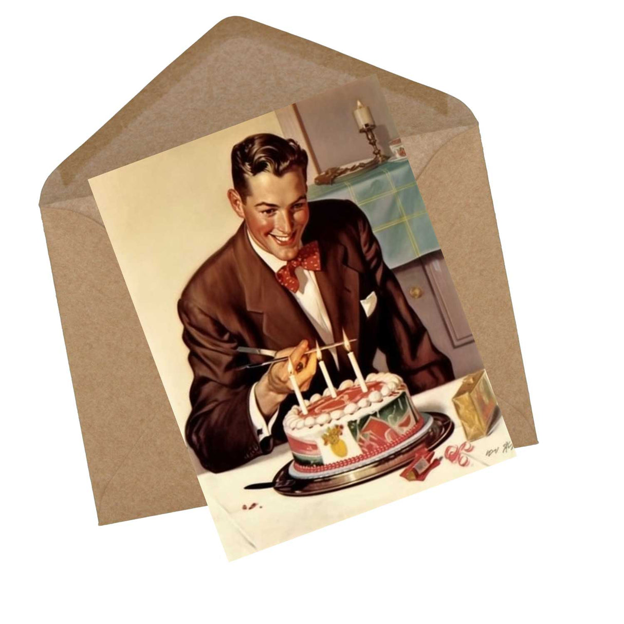 Vintage 50 Style Geburtstagskarten - Grußkarten Set (10 Karten) | Acryl Look im 50s Style | Postkarte oder Klappkarte | Acyrlmalerei