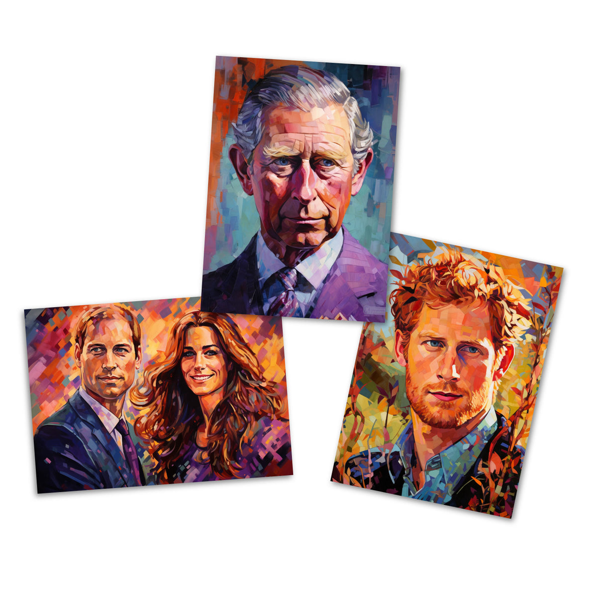 Postkarten A6 Set (15 Cards) The Royal Family modern Aquarell Art I digital Painting I William Kate Charles Diana Camilla Elizabeth Harry