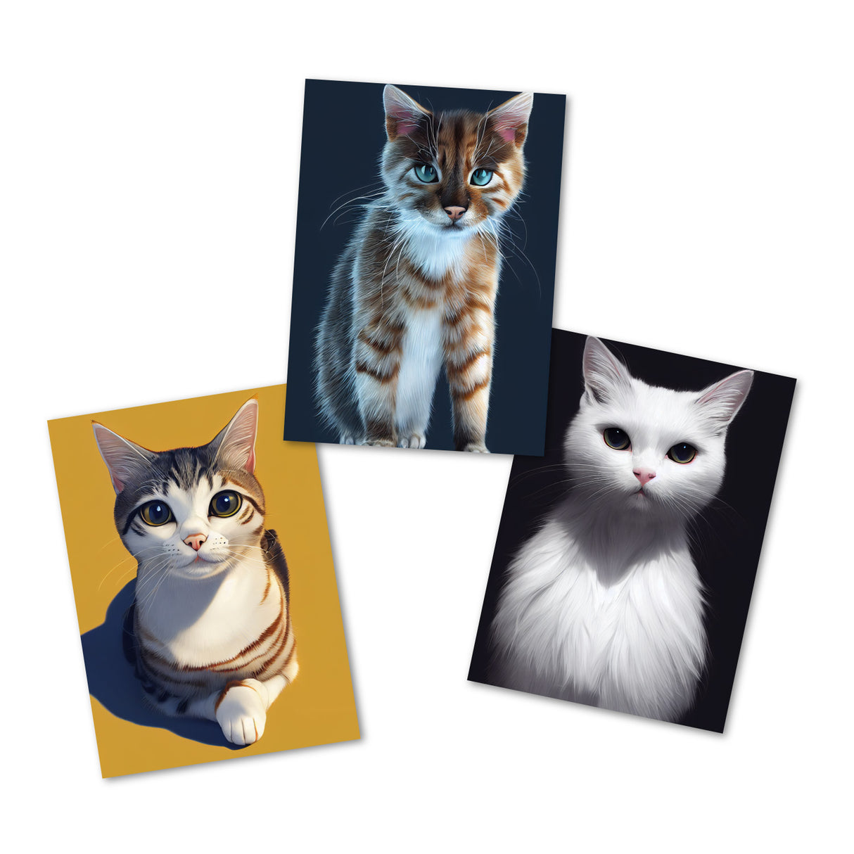 Postkarten A6 Set (15 Cards) Süße Katzen in verschiedenen Rassen Portraits I digital Painting
