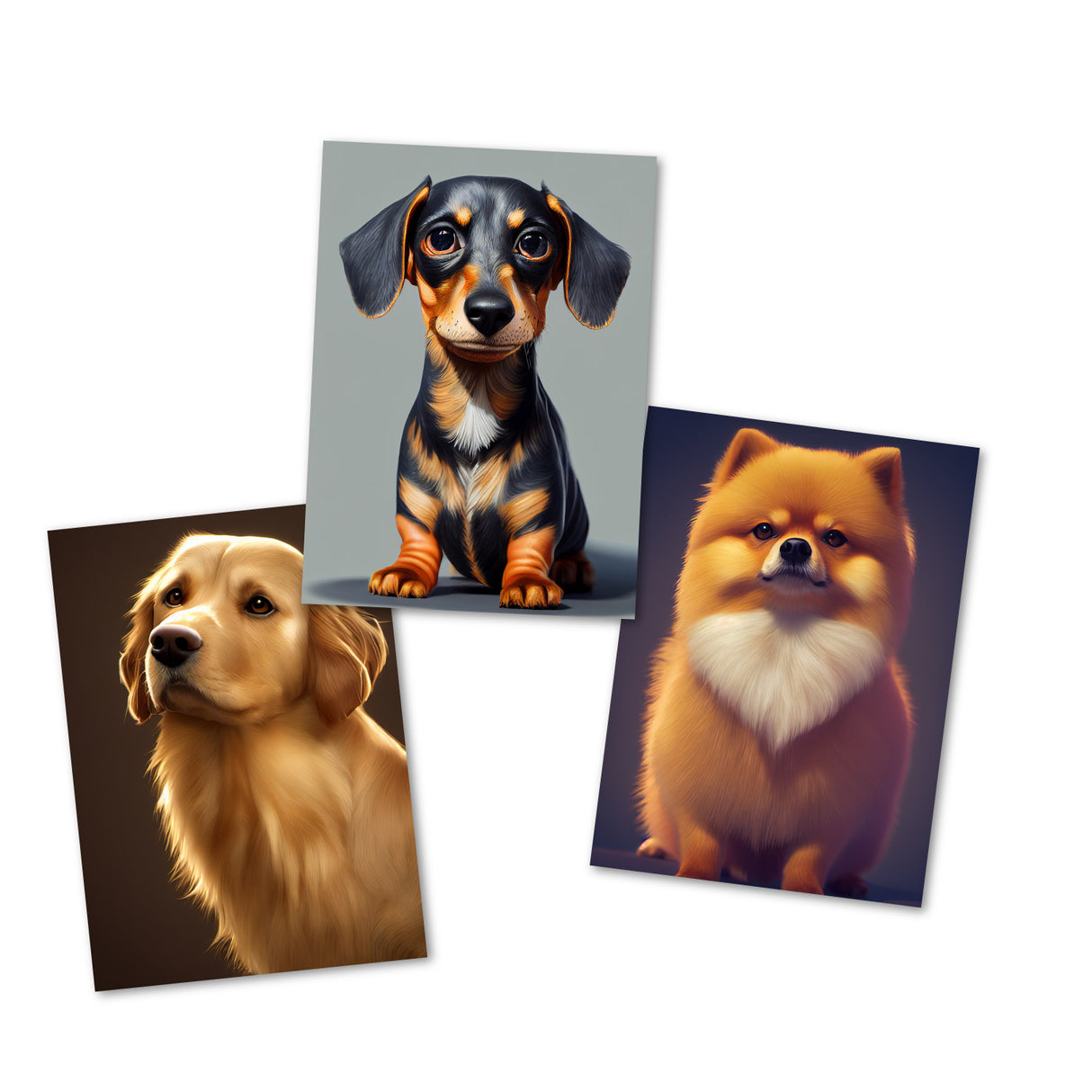 Postkarten A6 Set (14 Cards) Süße Hunderassen Portraits I digital Painting I Französische Bulldogge Labrador Chihuahua Jack Russell Terrier