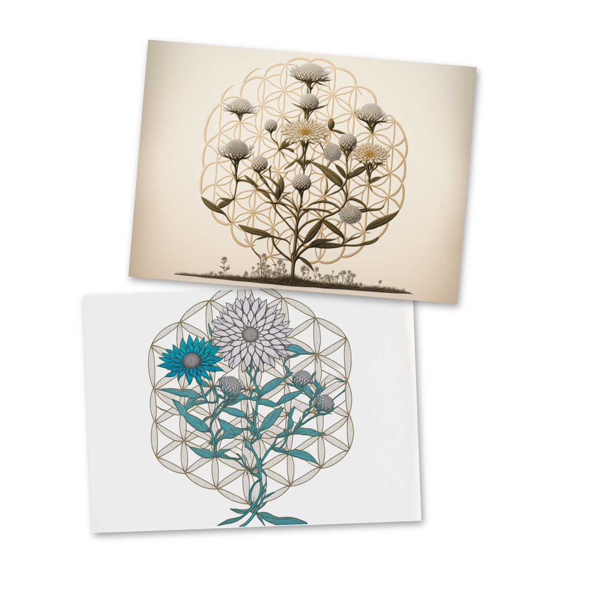 Blume des Lebens Karten Set (10 Karten) | Flower of Life | Geschenk | Wanddekoration | Bild Deko Spirituell | Dekoration I Wandbild