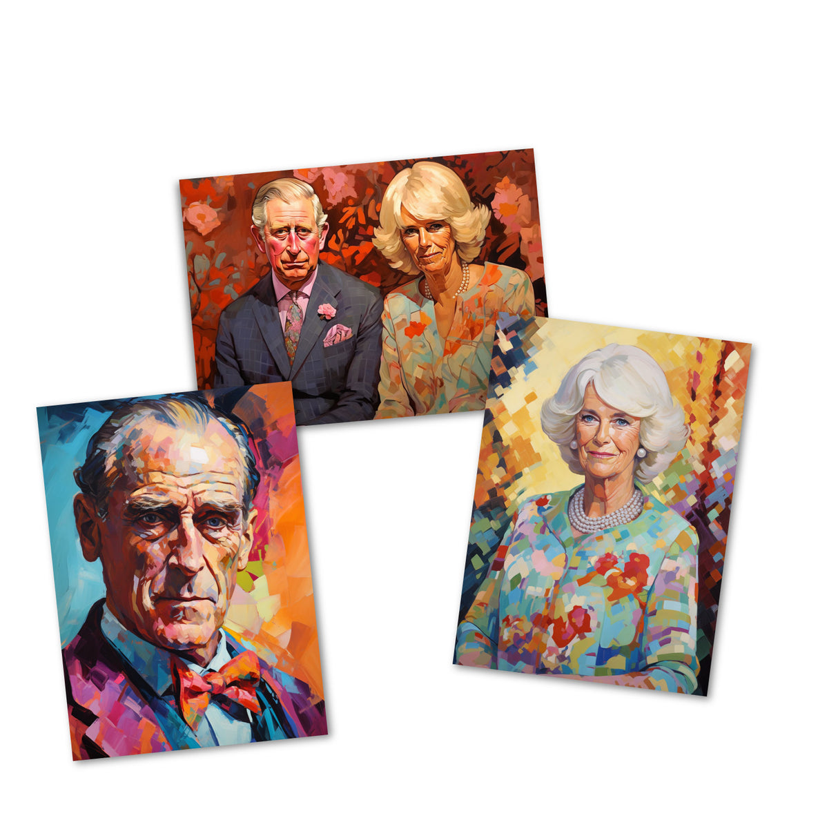 Postkarten A6 Set (15 Cards) The Royal Family modern Aquarell Art I digital Painting I William Kate Charles Diana Camilla Elizabeth Harry