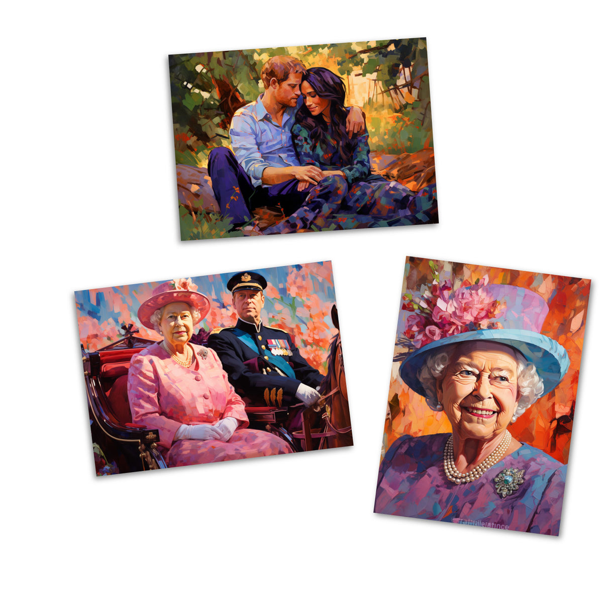Postkarten A6 Set (15 Cards) The Royal Family modern Aquarell Art I digital Painting I William Kate Charles Diana Camilla Elizabeth Harry