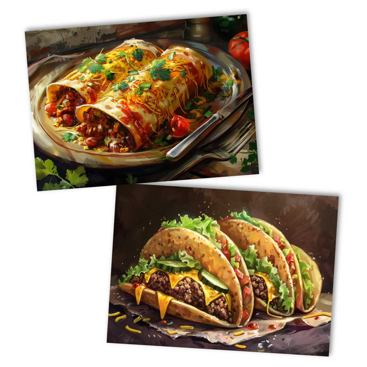 Leckere Gerichte und Rezeptkarten; Postkarten A6 Set (10 Cards) Gerichte Speisen Vorschläge I Kunstvolle Stillleben Mahlzeiten